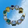 30ctw Multi-cut Multicolor Sapphire Statement Bracelet