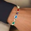 22ctw Multi-cut Multicolor Sapphire Statement Bracelet