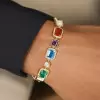 22ctw Multi-cut Multicolor Sapphire Statement Bracelet