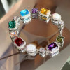 22ctw Multi-cut Multicolor Sapphire Statement Bracelet
