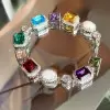 22ctw Multi-cut Multicolor Sapphire Statement Bracelet