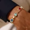 22ctw Multi-cut Multicolor Sapphire Statement Bracelet