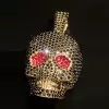 Ruby and Black Sapphire Paved Skull Pendant Necklace