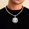 White & Black Sapphire Panda Pendant With Tennis Chain