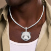 White & Black Sapphire Panda Pendant With Tennis Chain