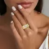 3.8ct Round Cut White Sapphire Contempariry Engagement Ring
