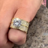 3.8ct Round Cut White Sapphire Contempariry Engagement Ring