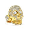 6ctw White Sapphire Paved Gold Tone Skull Ring