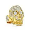 6ctw White Sapphire Paved Gold Tone Skull Ring