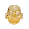 6ctw White Sapphire Paved Gold Tone Skull Ring