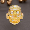 6ctw White Sapphire Paved Gold Tone Skull Ring
