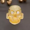 6ctw White Sapphire Paved Gold Tone Skull Ring