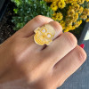 6ctw White Sapphire Paved Gold Tone Skull Ring