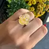 6ctw White Sapphire Paved Gold Tone Skull Ring