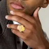 6ctw White Sapphire Paved Gold Tone Skull Ring
