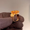 14ct Emerald Cut Yellow Sapphire Square Shank Cocktail Ring