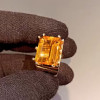 14ct Emerald Cut Yellow Sapphire Square Shank Cocktail Ring