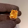 14ct Emerald Cut Yellow Sapphire Square Shank Cocktail Ring