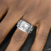 5.6ct Princess Cut Machenical Style Men's Ring
