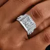 5.6ct Princess Cut Machenical Style Men's Ring