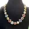 100ctw Multi-cut Multicolor Sapphire Halo Statement Necklace