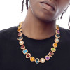 100ctw Multi-cut Multicolor Sapphire Halo Statement Necklace