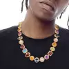 100ctw Multi-cut Multicolor Sapphire Halo Statement Necklace
