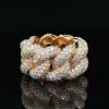 15MM White Sapphire Paved Cuban Link Ring