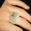 9.5ct Asscher Cut Yellow Sapphire Bold Men's Ring