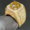 9.5ct Asscher Cut Yellow Sapphire Bold Men's Ring