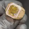 9.5ct Asscher Cut Yellow Sapphire Bold Men's Ring