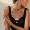 10ctw Baguette Cut White Sapphire Cross Pendant Necklace
