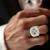 9.5ct Asscher Cut Invisible Set Baguette Shape Men's Ring