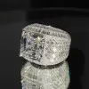 9.5ct Asscher Cut Invisible Set Baguette Shape Men's Ring