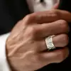 12ctw Baguette Cut White Sapphire Unisex Eternity Ring
