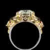 5.6ct Cushion Cut Two Tone Men's Cocktail Ring
