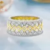10ctw Princess Cut Two Tone Paved Eternity Ring