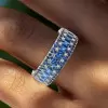6ctw Princess Cut Blue Sapphire Eternity Ring