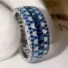 6ctw Princess Cut Blue Sapphire Eternity Ring