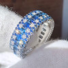 6ctw Princess Cut Blue Sapphire Eternity Ring