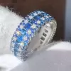 6ctw Princess Cut Blue Sapphire Eternity Ring