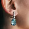 22ctw Pear Cut Aquamarine Vintage Drop Earrings