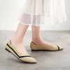 Beige Kint Flat Shoes Ballet Loafers Shoes