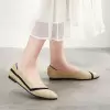 Beige Kint Flat Shoes Ballet Loafers Shoes