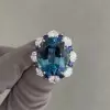 12ct Oval Cut Blue Sapphire Halo Cocktail Ring