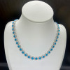 42ctw Round Cut Aquamarine Halo Necklace