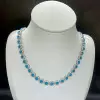 42ctw Round Cut Aquamarine Halo Necklace