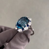 12ct Oval Cut Blue Sapphire Halo Cocktail Ring