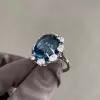 12ct Oval Cut Blue Sapphire Halo Cocktail Ring