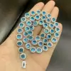 42ctw Round Cut Aquamarine Halo Necklace
